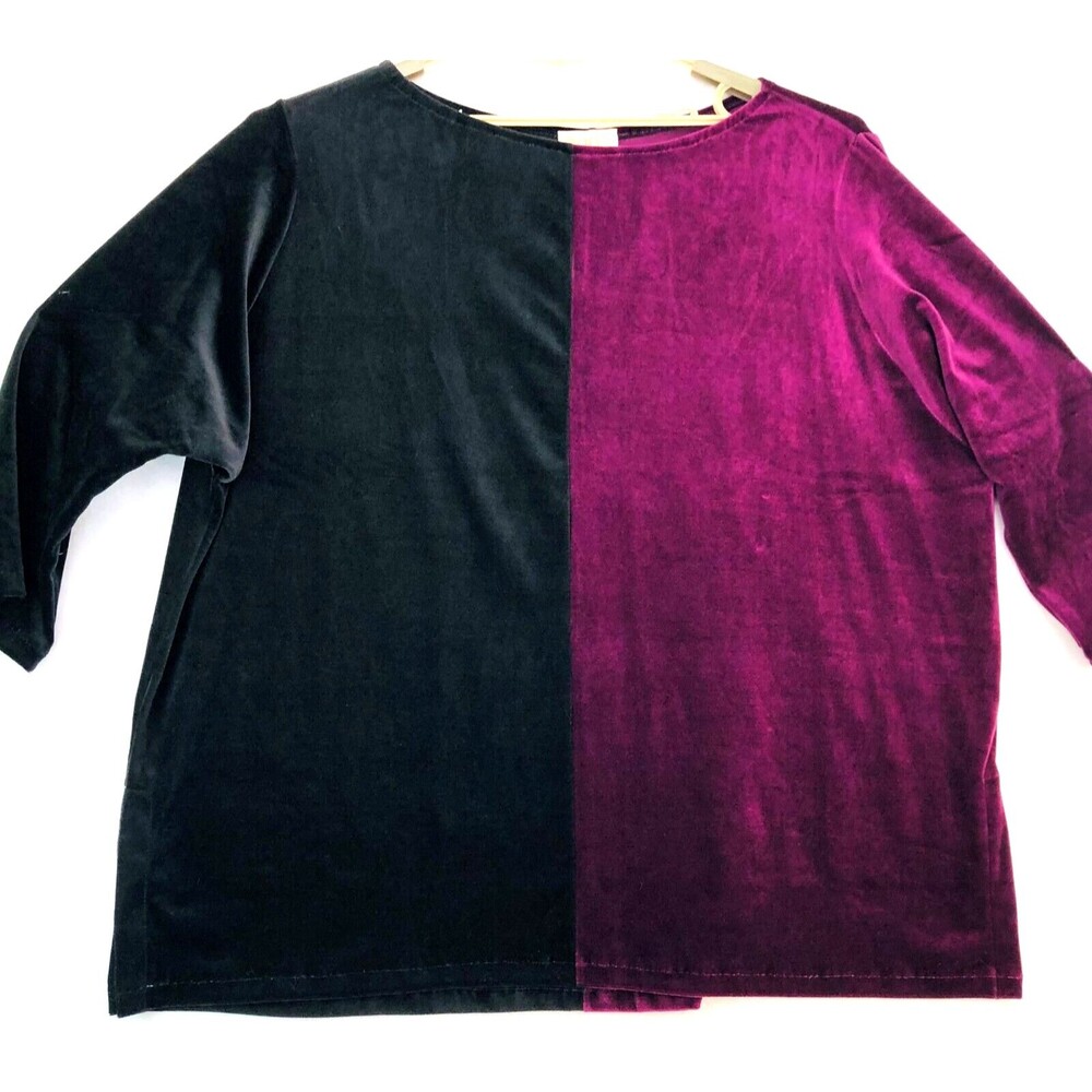 2002 Caroline Top Womens One Size Appx 4X Black Stretchy Velvet NOS Vintage